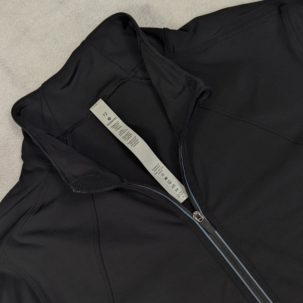 Lululemon Last Mile Jacket Black Nulux Running Full Zip Reflective Size 12